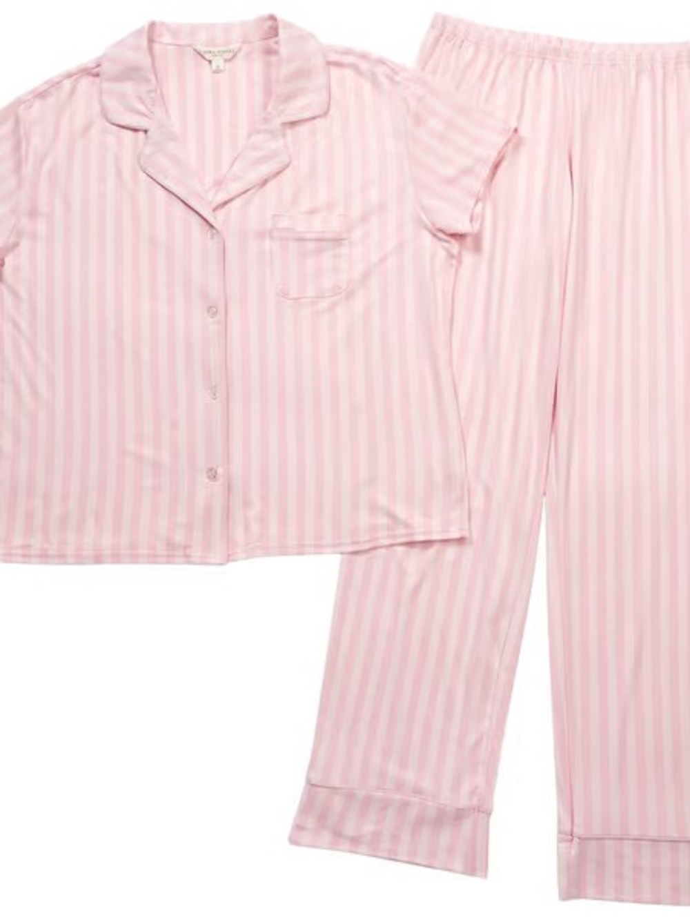 Laura Ashley Pink and White Striped Pajama Set